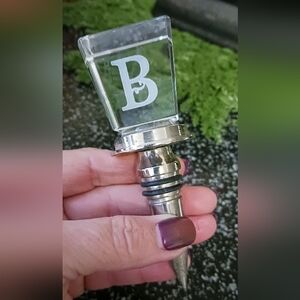 Crystal Wine Bottle Stopper, "Initial B"